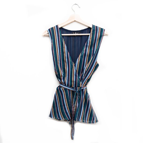 Lulu's Multi Color Flattering Stripes Wrap Top - Picture 2 of 5